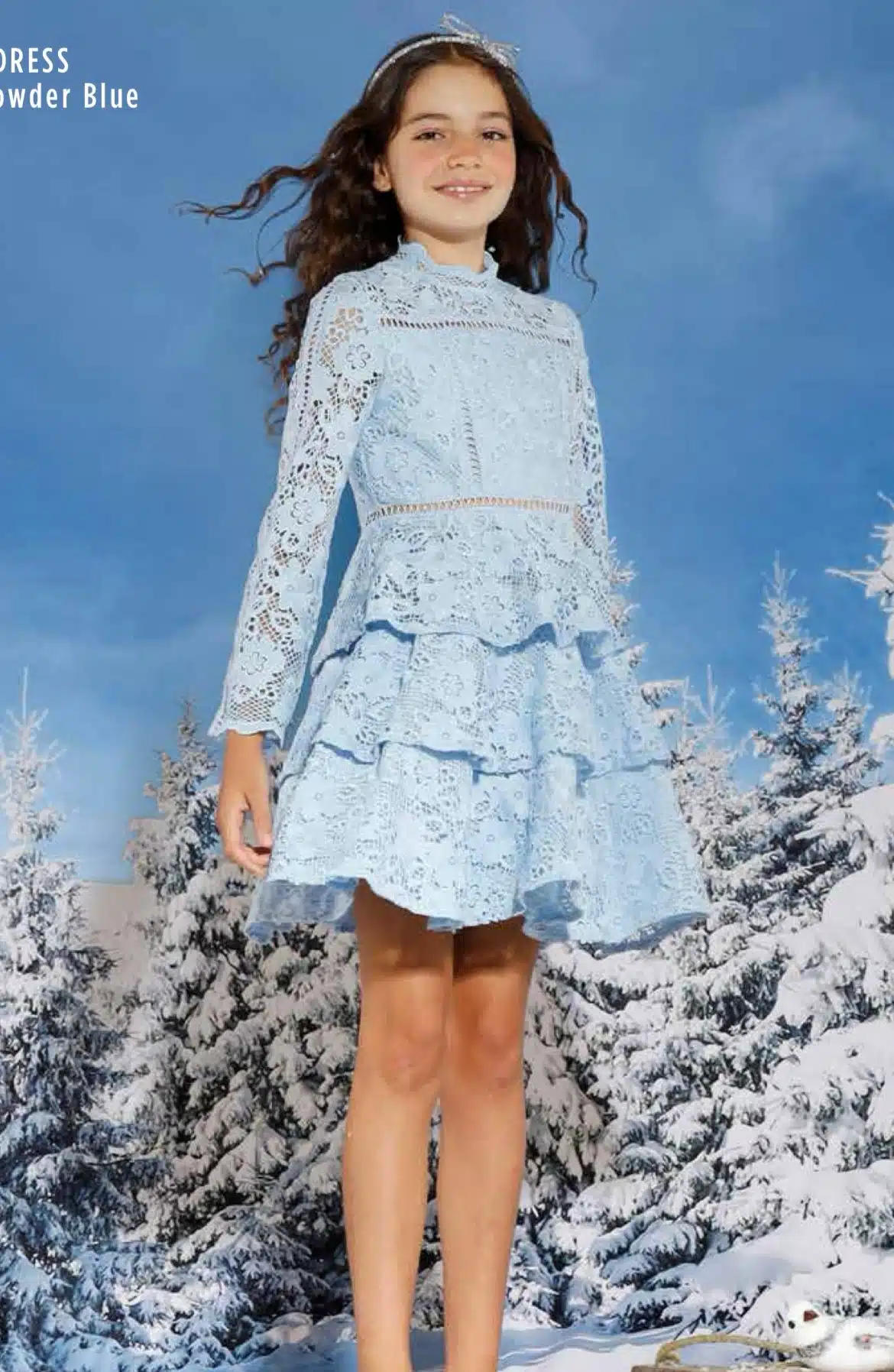 Marlo Kids Layla Lace Dress in Sky Blue - Silhouette London