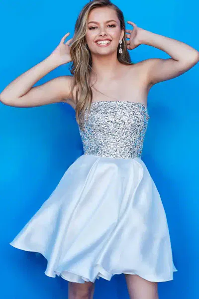 strapless open back dress Teen Prom Dress main image 1