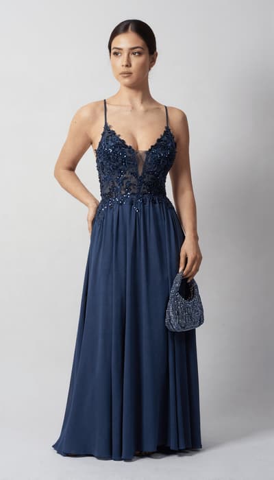 air force blue color dress Dress Trouser in Air Force Blue High-Twist main image 1
