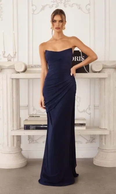 Home 7 Amoris by LADivine Prom Dress Style T726 in Navy Front