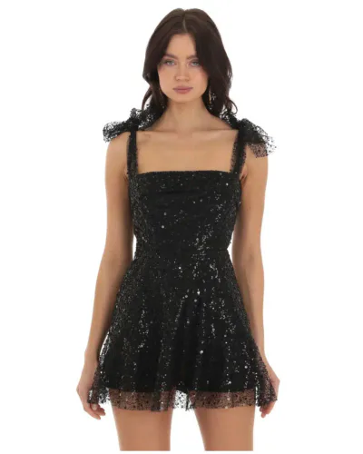 Sequin Skater Party Dress with Bows - Silhouette London