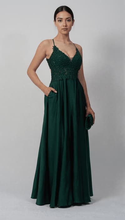 green emerald velvet dress Mascara London Bottle Green Double Lace Strap Dress