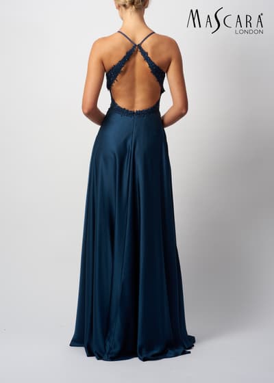 open lace back dress Blue Tulle A-line Scoop Neck Homecoming Dresses SH576